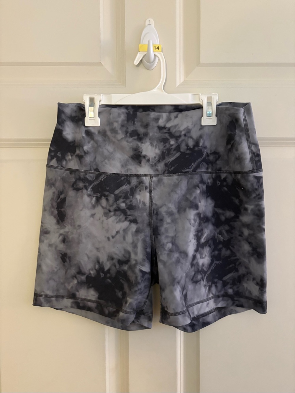 90 Degree By Reflex Black & Gray Tie-Dye Bike Shorts
